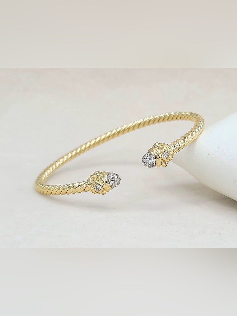 David Yurman Renaissance CABLESPIRA Bracelet With Diamonds in 18k Gold, 3.5mm